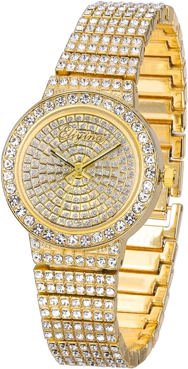ManChDa Diamond Watch Silver Watch for Women Men Rhinestone Watches Ice Out Watch Full Diamonds Watch Quartz Crystal Stainless Steel Gold Watch Women Men Wrist Watch - Image 1